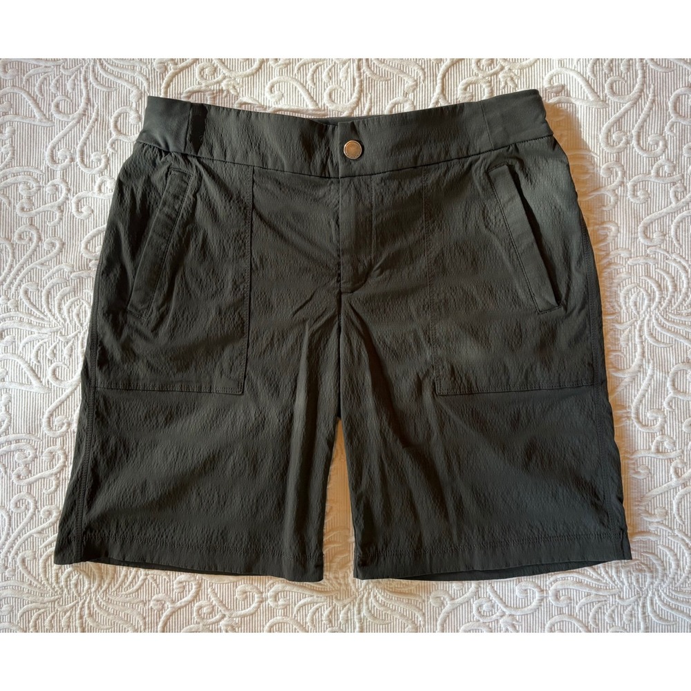Athleta Trekkie North Bermuda Shorts 6 Dark Olive Green Hiking Utility Ripstop